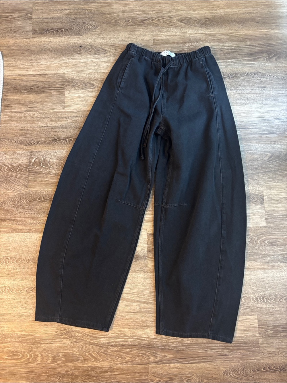 Relaxed Fit Drawstring Womens Pants - Black